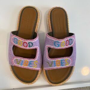 Colorful Beaded Slide Sandals